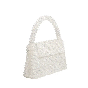 Sherry Small Beaded Top Handle Bag in Crystal